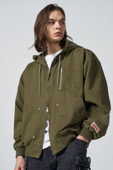Work hood zip-up jacket