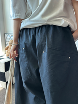 STAR RIVET⭐️🌌✨ STUD POINT BALLOON PARACHUTE OVER LONG LOOSE PANTS 🩵🩶 - 2 COLORS