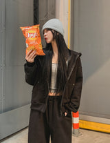 Oti Rivet Brushed Hood Zip Up