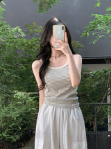 Cozy Border Cotton Rib Sleeveless (4color)
