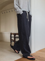 Summer Linen Stripe Banding Pants