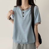 Os スナップカラーマッチングスウェットシャツ半袖Tシャツ