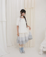 LACE LAYERED OVER KNEESOCKS / SKY BLUE