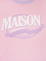 Women's Crop Vintage Mood Ringer Short Sleeve T-Shirt Pink (FCE2TS201W)
