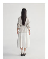 ハイネックリボンスリムシルエットシャツ