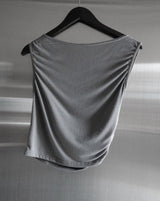 Ripple Drape One-Shoulder Off-Sleeveless