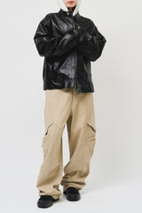 Incision Leather Jacket