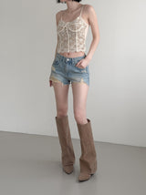 Flower Lace Corset Padded Sleeveless