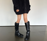 フェイクレザーフェミニンサイドバックル5CMヒール - 2 COLOR