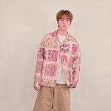 ethnic paisley open collar shirt_purple