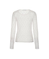 8287 Pierced Sheer Lace Long Sleeve Top (White)