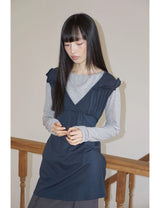 RUFFLE TIE TOP(NAVY)