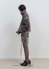 Detachable Fur Shearling Jacket / Charcoal