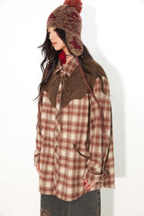 Checkered suede shirt
