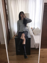 リブニットロングニーハイソックス