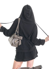 DOUBLE BUTTON HOODIE [BLACK]