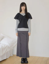 WRAP SHIRRING TOP(BLACK)