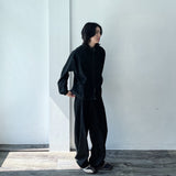 Minimalist Structural Aesthetic Drawstring Hem Striped Stand Collar Jacket