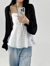 RIBBON POINT MESH CARDIGAN🤍🩷🩵💛🖤 - 5 COLORS