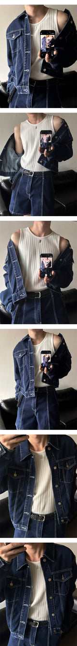 [S/S] High ribbed logo sleeveless(6color)