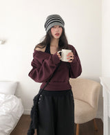 POEN Slit Button Halter Layered Hoodie