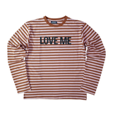 ラブミーストライプロングTシャツ ピーチブラウン