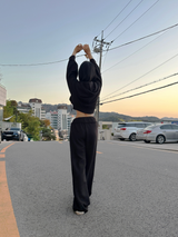 (ZIP-UP & PANTS SET!) 4 COLORS THICK FLEECE RIBBED CROPPED TRAINING ZIP-UP