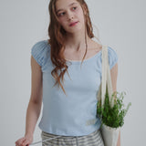 Puff U-neck T-shirt (Blue)