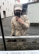 ラインストライプクロップシャツ