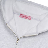 SW LOGO CROP ZIP UP HOODIE - WHITE MELANGE