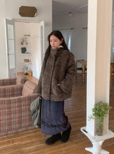 Oleden Velvet Frill Long Skirt
