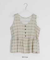 26SS★ [BAONHAUS] Korine Flower Shirring Sleeveless Blouse