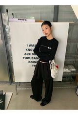 ボウラインラウンド長袖ニットTシャツ