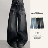 Sani Washed Viscose Side-Slit Denim Wide Pants (3 colors)