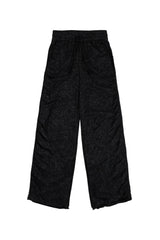 shirring wide banded pants (BLACK)