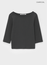 [B-BASIC] スタンダードボートネック7/8スリーブTシャツ 2サイズ