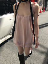 Peach Hug Ribbon Slip Pumkin Sleeveless Mini Dress