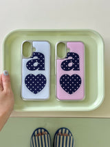 NAVY DOTTY LOVE PINK Silver Epoxy Case