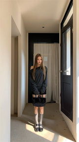 Unbalanced Off-Shoulder Stripe Long Sleeve T-Shirt
