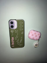 i hate glass silver bumper phone case (olive)