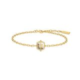 gold color block mother-of-pearl star 14k gold plating + 925 silver bracelet B067-03G