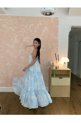 Sky Cloud Cancan Sleeveless Long One Piece