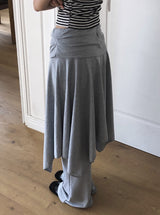 26SS★ [MADE/Skirt+Pants SET] フォリン ブーツカットパンツ アンバランス シャーリング フレア レイヤードスカート