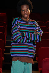 STRIPE MOHAIR KNIT / NAVY