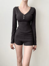 1401. ベーシックVネック長袖Tシャツ (3color)