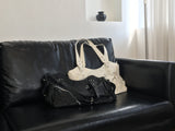 Vintage Wide Multi-Pocket Leather Shoulder Bag