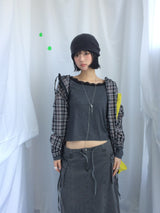 フェミニンフラットネックロングTシャツ