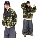 Oversized Camo Sherpa Zip-Up