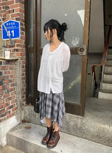 26FW★ [BAONHAUS] Muon Shirring Ribbon Blouse