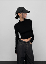 [MADE] ROAU Half Turtleneck V-Neck Cropped Knitwear